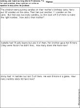 Subtraction Printout: Adding and Subtracting Word Problems worksheet thumbnail