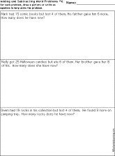 Subtraction Printout: Adding and Subtracting Word Problems worksheet thumbnail