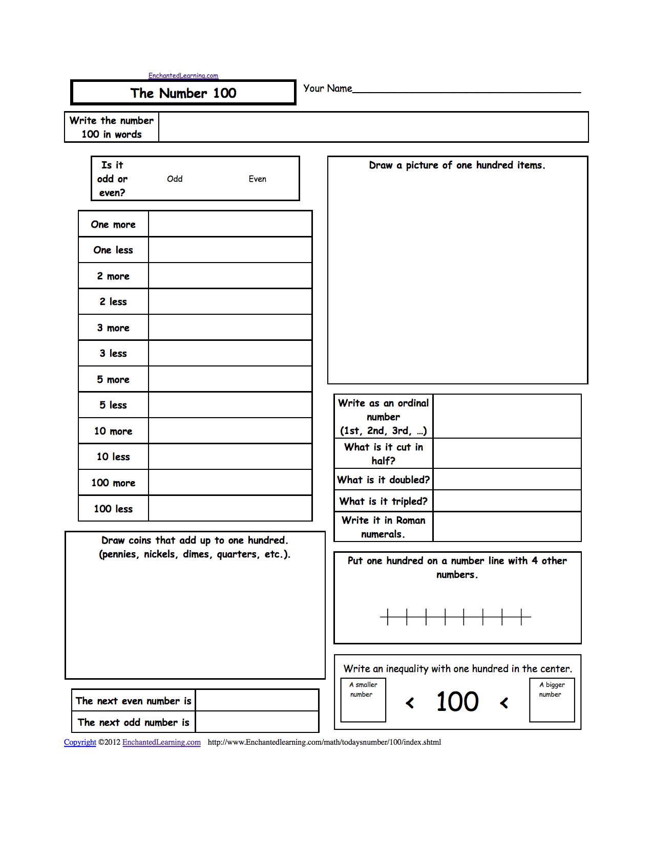 number of the day worksheets enchantedlearning com