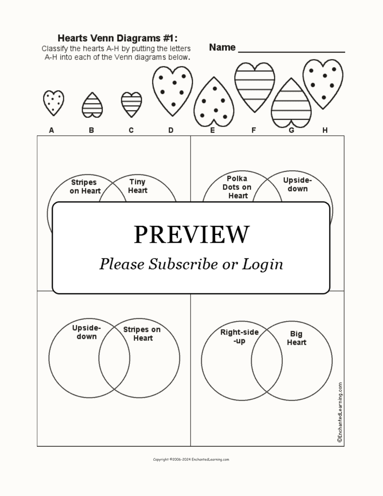 Hearts Venn Diagram #1 interactive worksheet page 1