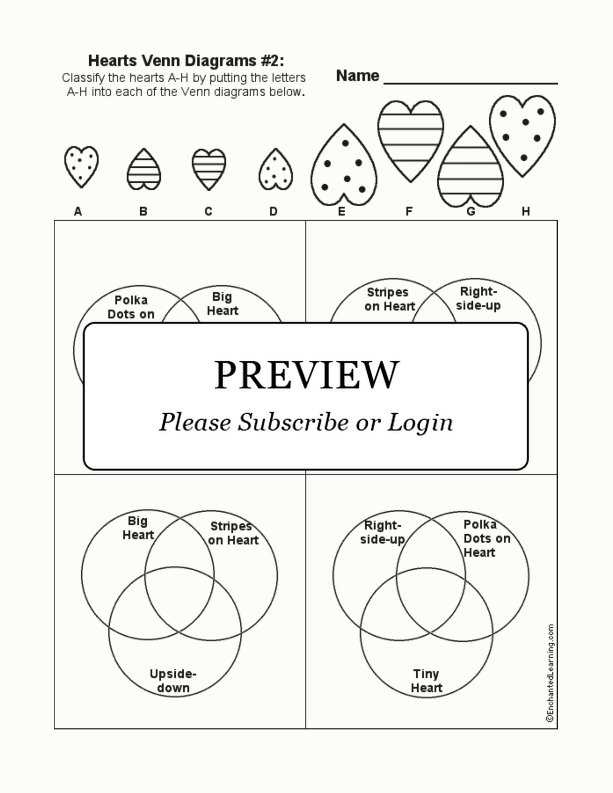 Hearts Venn Diagram #2 interactive worksheet page 1
