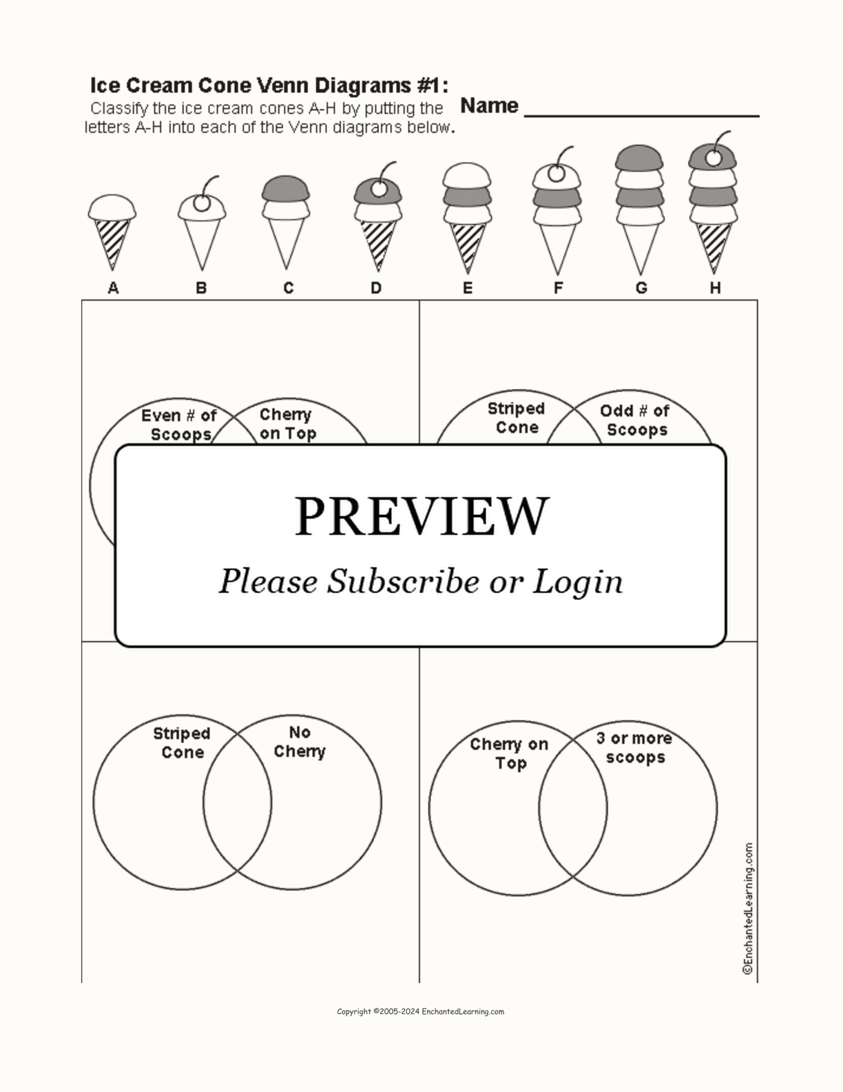 Ice Cream Cone Venn Diagram #1 interactive worksheet page 1