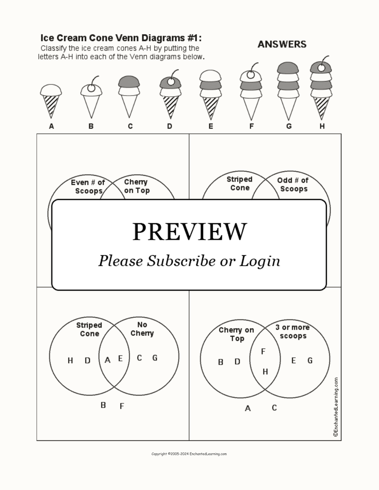 Ice Cream Cone Venn Diagram #1 interactive worksheet page 2