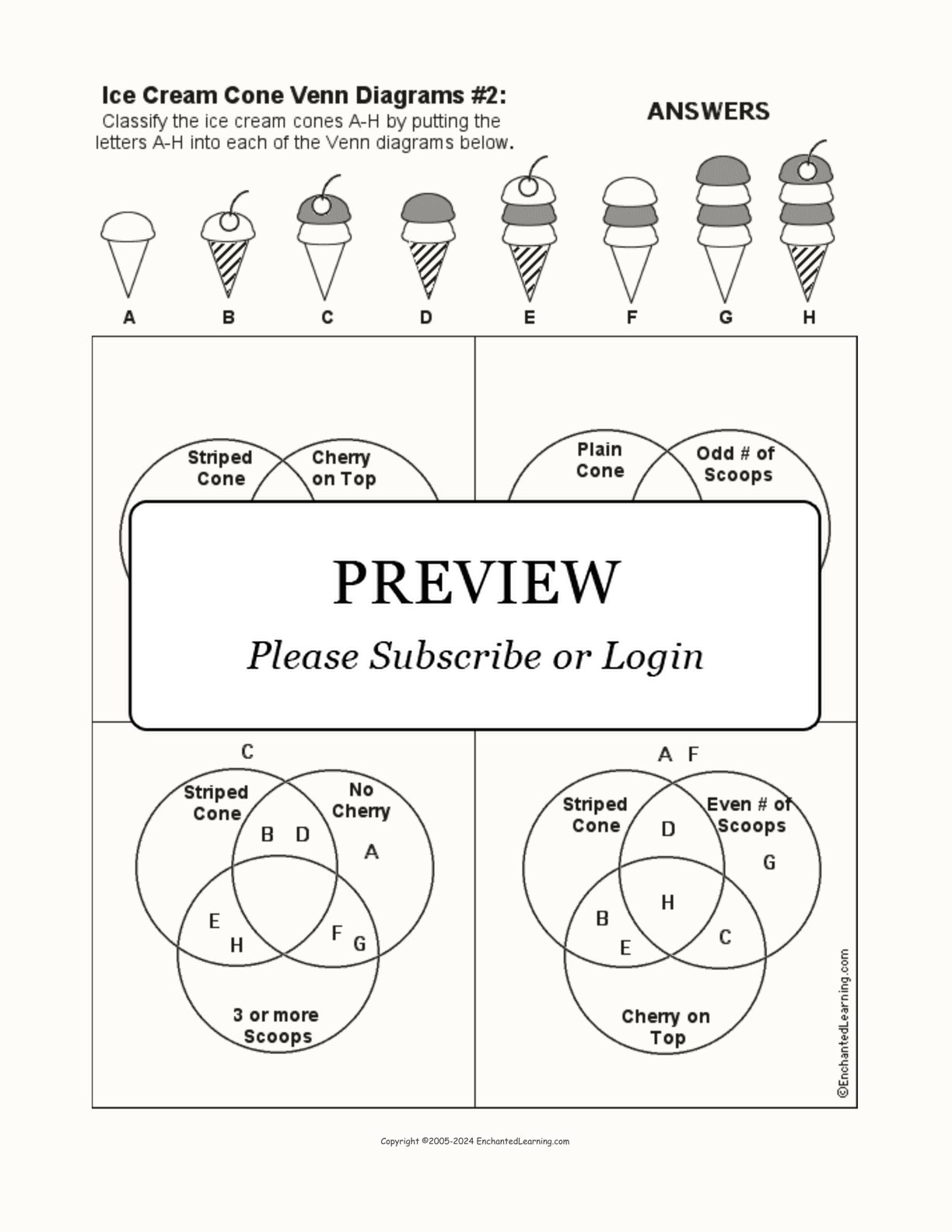 Ice Cream Cone Venn Diagram #2 interactive worksheet page 2