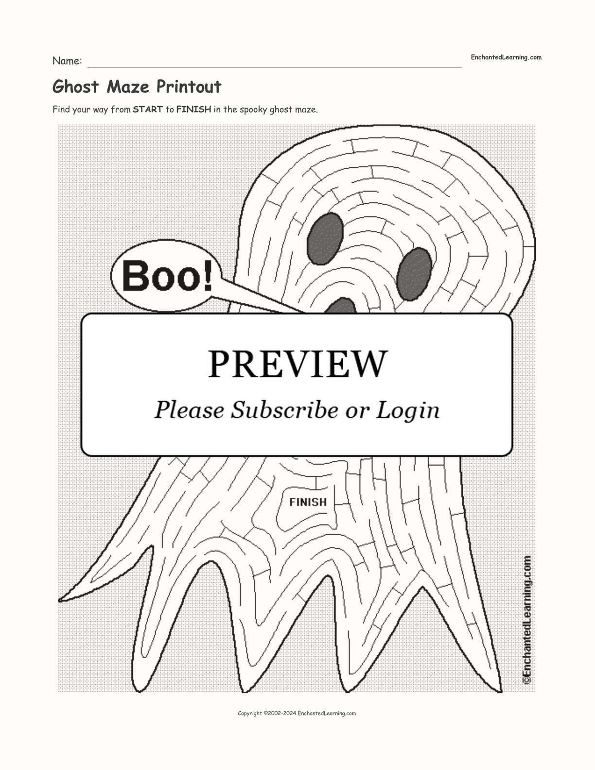 Ghost Maze Printout interactive worksheet page 1