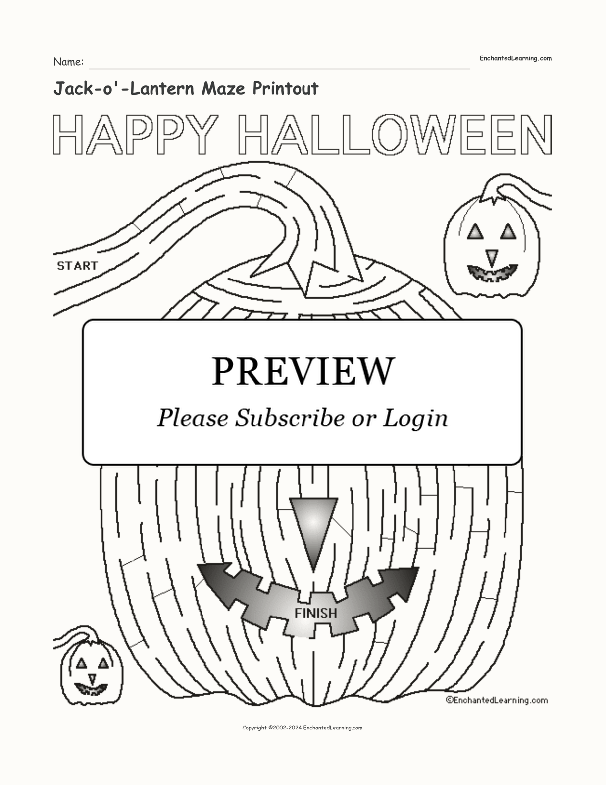 Jack-o'-Lantern Maze Printout interactive worksheet page 1