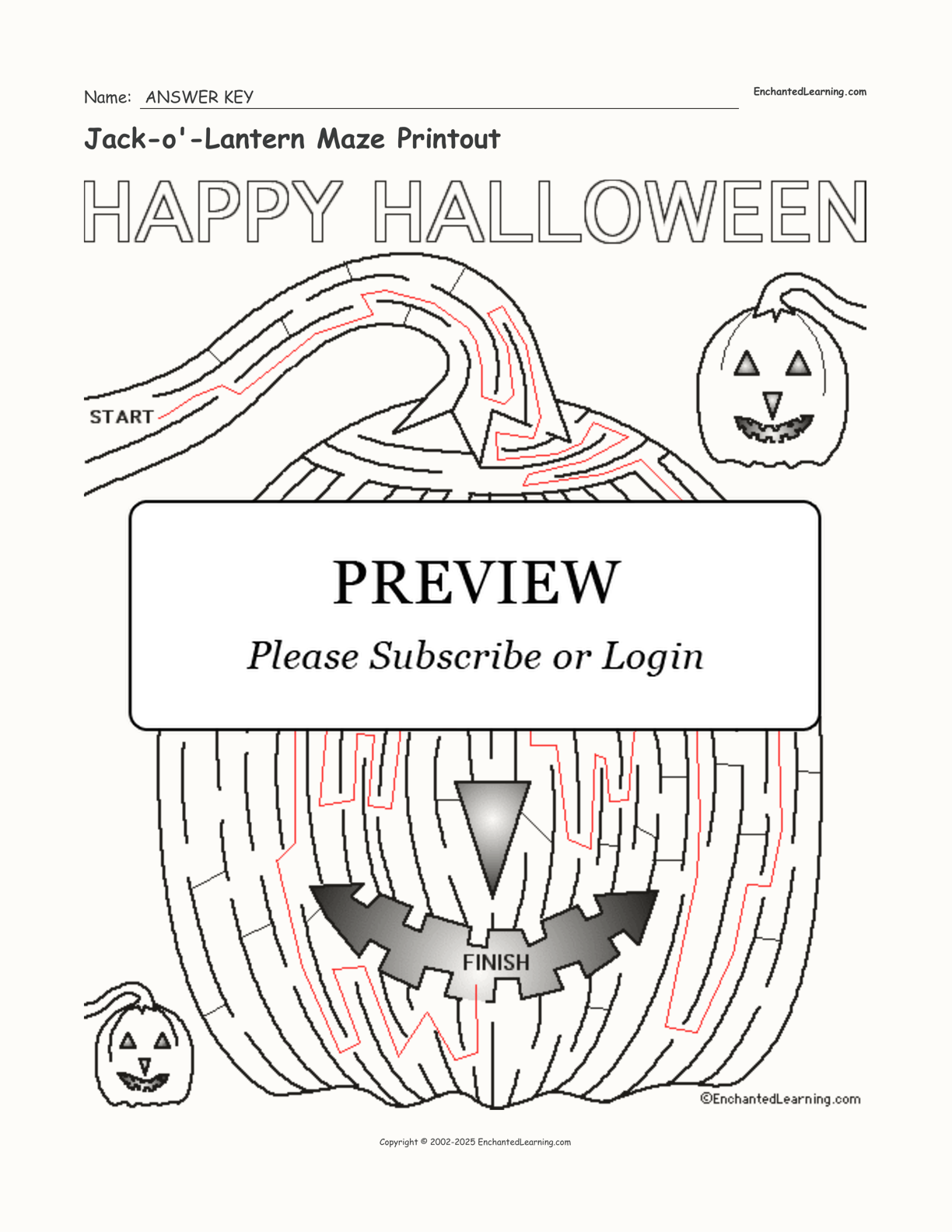 Jack-o'-Lantern Maze Printout interactive worksheet page 2