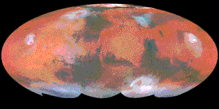Map of Mars' surface using a Mollweide projection - 1999
