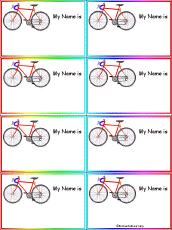 Search result: 'Bicycle - Nametags to Print in Color'