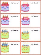 Search result: 'Birthday Cake - Nametags to Print in Color'