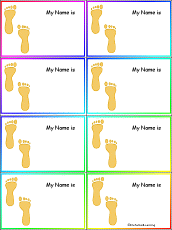 Search result: 'How I get to School: Footprints - Nametags to Print in Color'