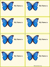 Search result: 'Morpho Butterfly - Nametags to Print in Color'