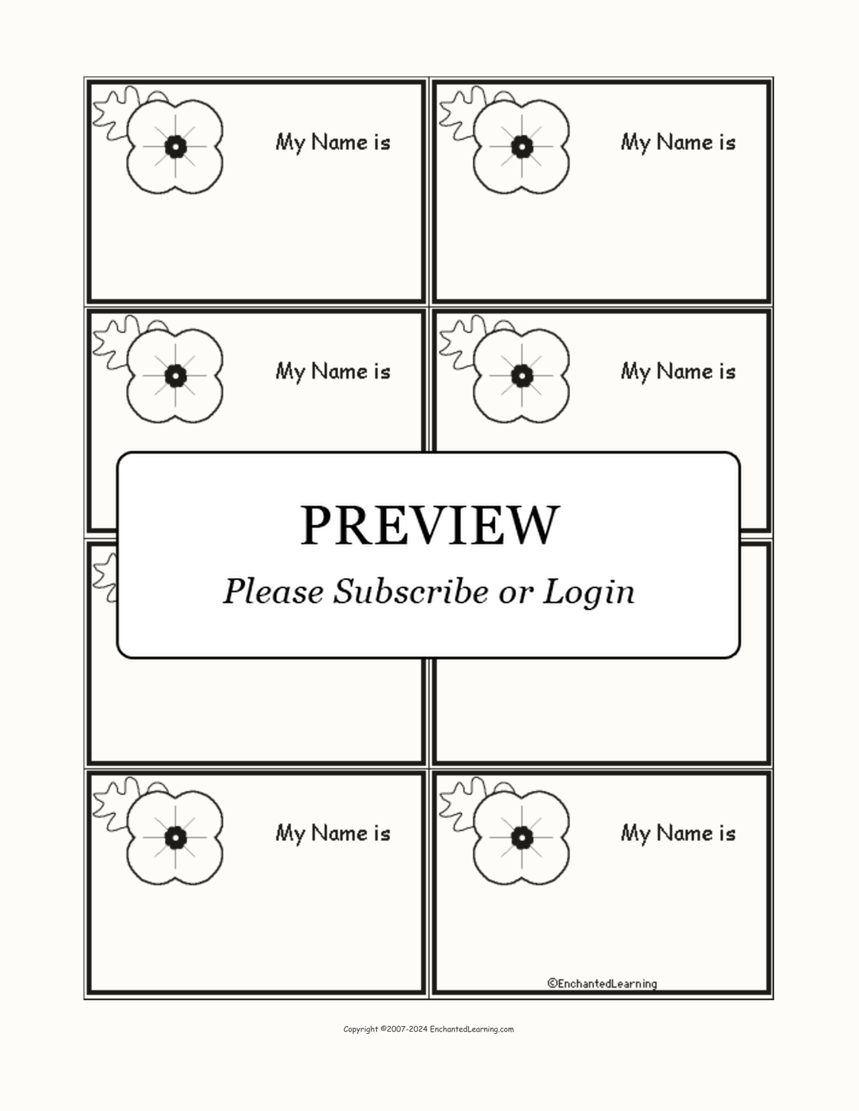 Poppy Printable Nametags interactive printout page 1