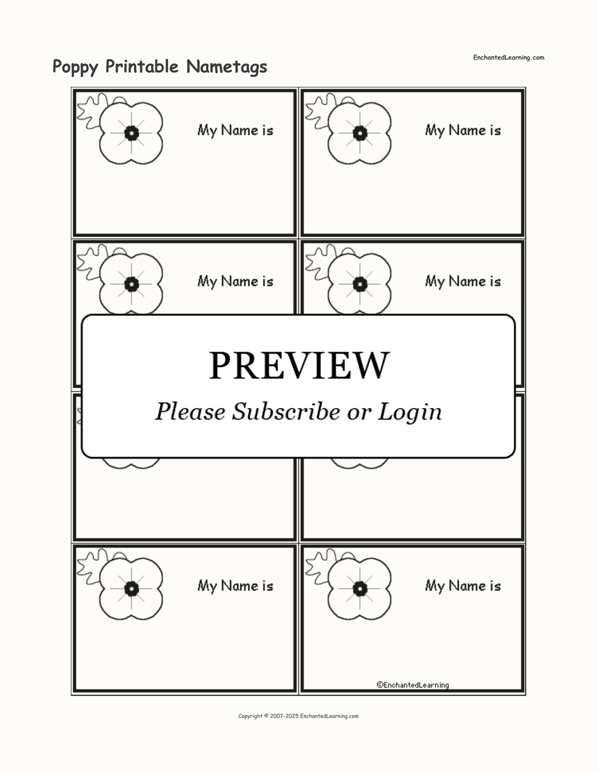 Poppy Printable Nametags interactive printout page 1