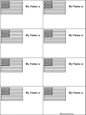 US Flag Nametag Printable (Black-and-White)