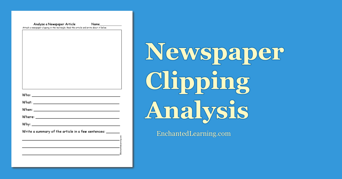 Newspaper Clipping Analysis - Enchanted Learning