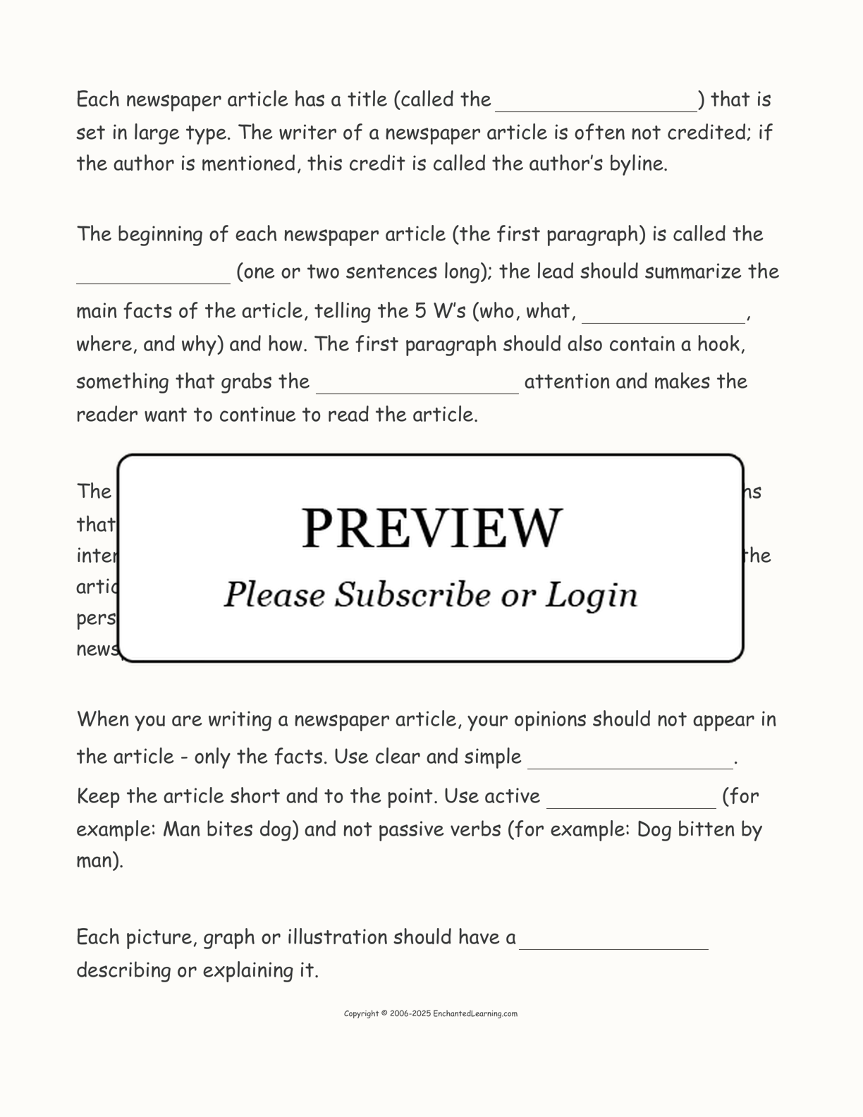 Newspaper Cloze Activity interactive worksheet page 2