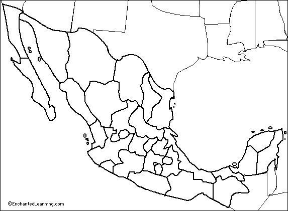 Outline Map of Mexican States