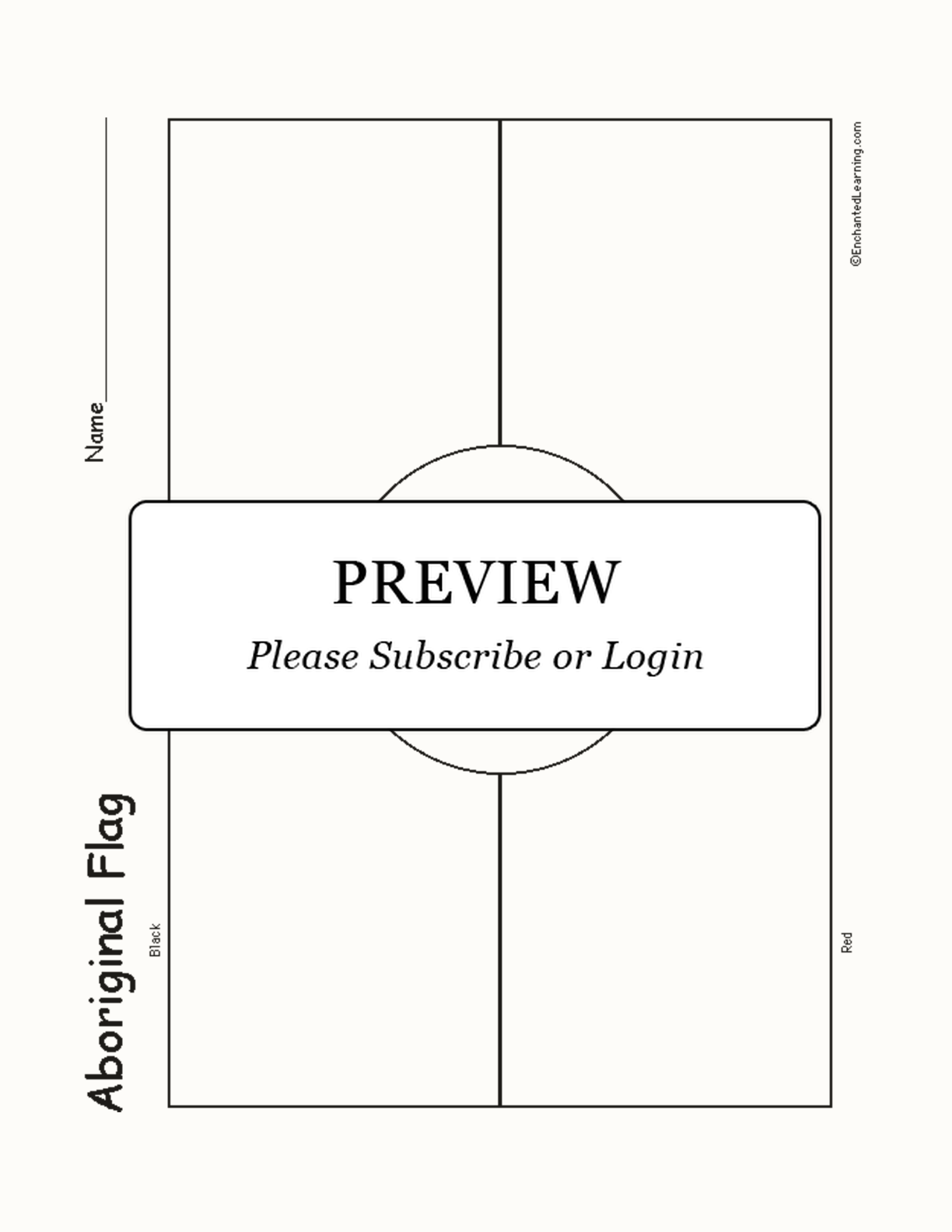 Color the Aboriginal Flag interactive worksheet page 1