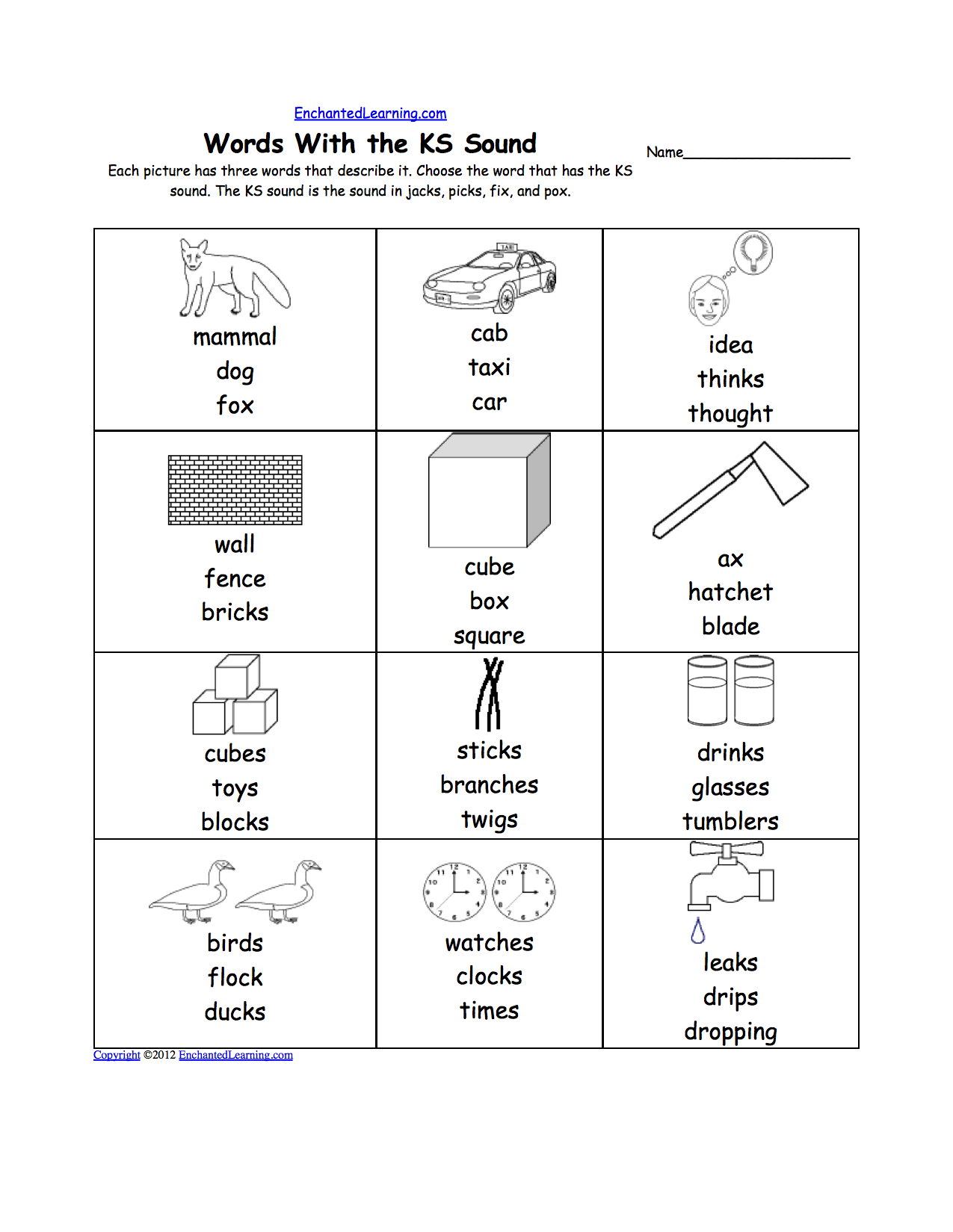 Phonics Worksheets Multiple Choice Worksheets To Print Enchantedlearning Com