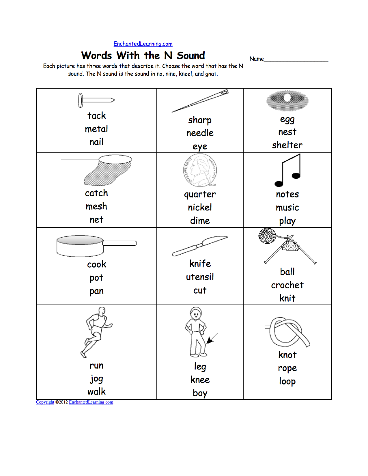 Letter N Alphabet Activities At Enchantedlearning Com