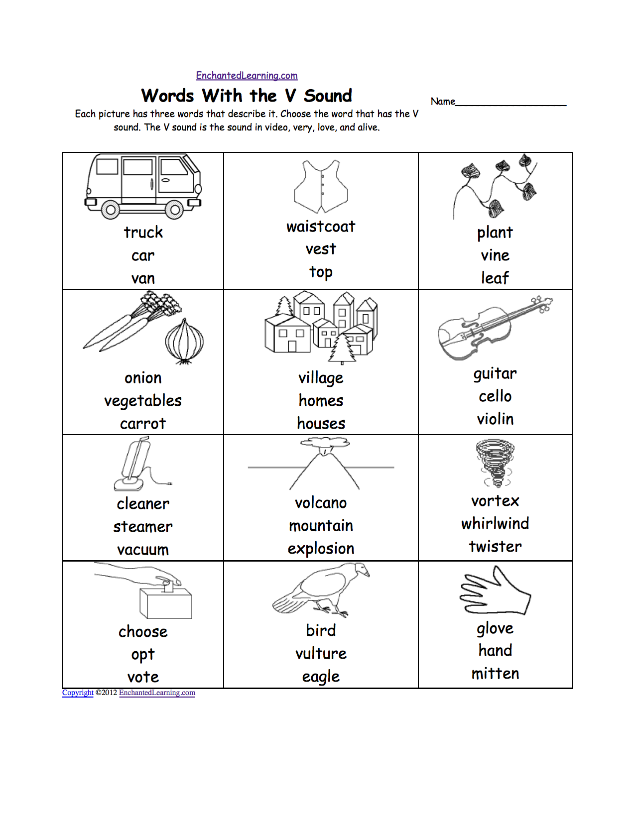 speech words with v