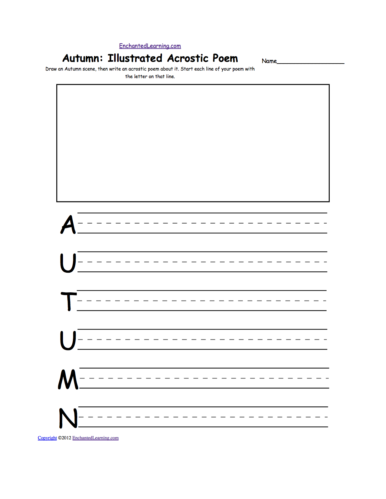 Illustrated Acrostic Poem Worksheets: Worksheet Printout Within I Am Poem Worksheet