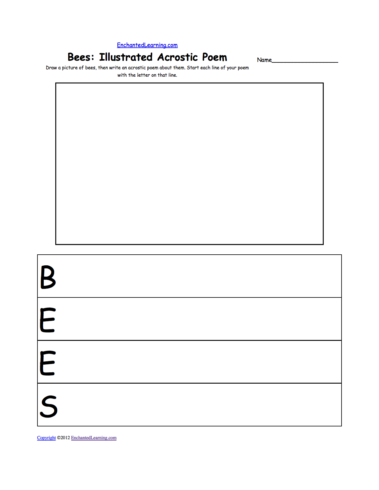 Illustrated Acrostic Poem Worksheets Worksheet Printout Enchantedlearning Com