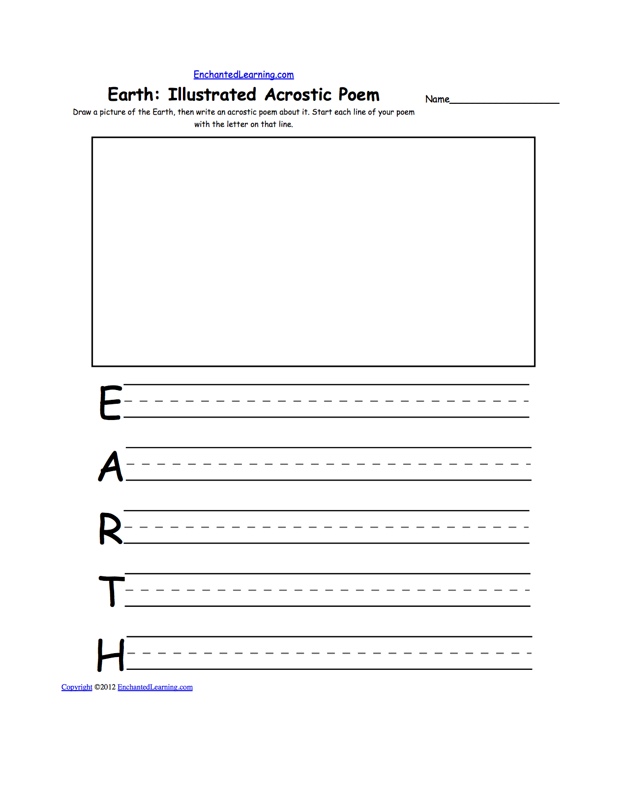 Acrostic Poems Plus Generate Your Own Poetry Worksheets Enchantedlearning Com