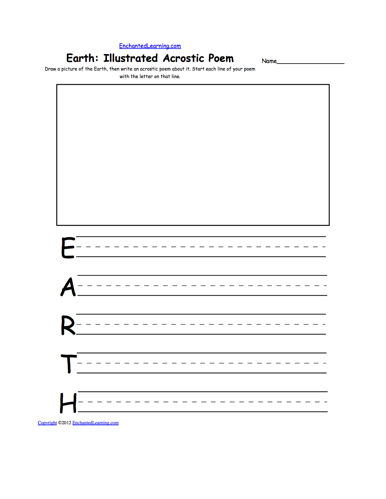 Illustrated Acrostic Poem Worksheets Worksheet Printout Enchantedlearning Com