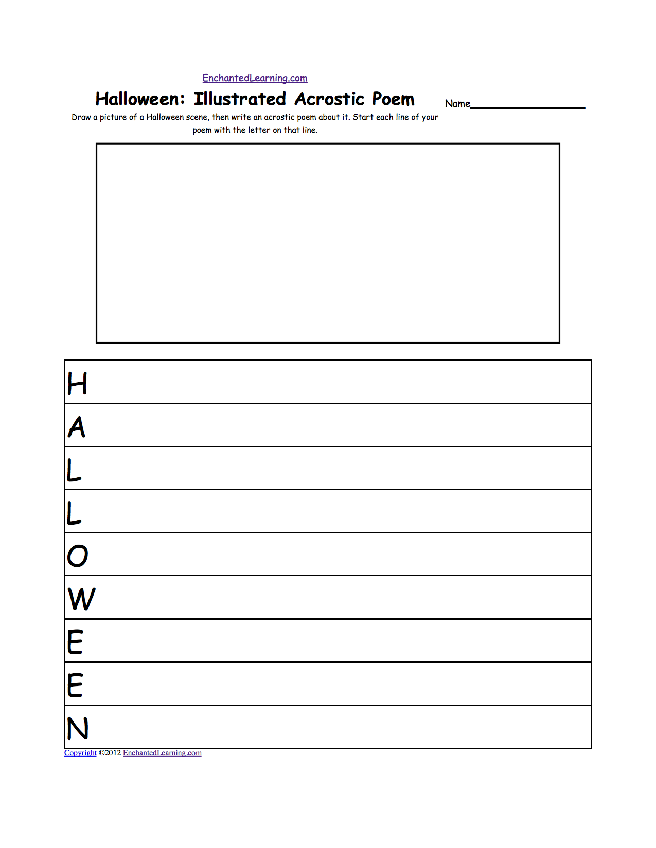 Funny Story Fill in Blank Halloween Acrostic Poems plus Generate Your Own Poetry Worksheets 