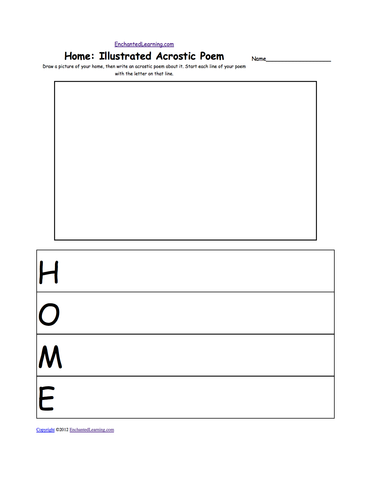 Acrostic Poems Plus Generate Your Own Poetry Worksheets Enchantedlearning Com