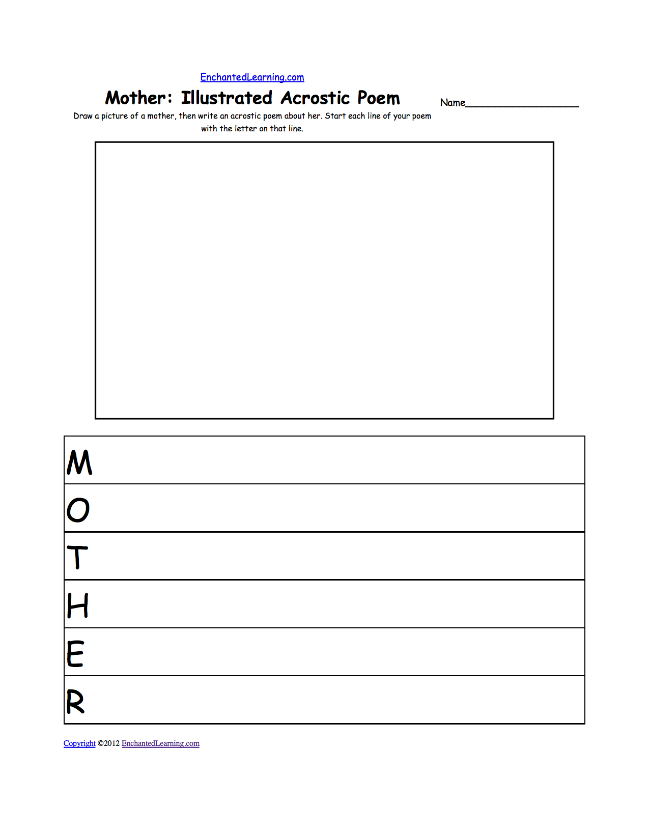 Acrostic Poems Plus Generate Your Own Poetry Worksheets Enchantedlearning Com