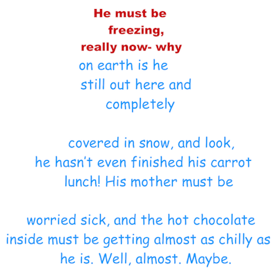 Snowman concrete poem