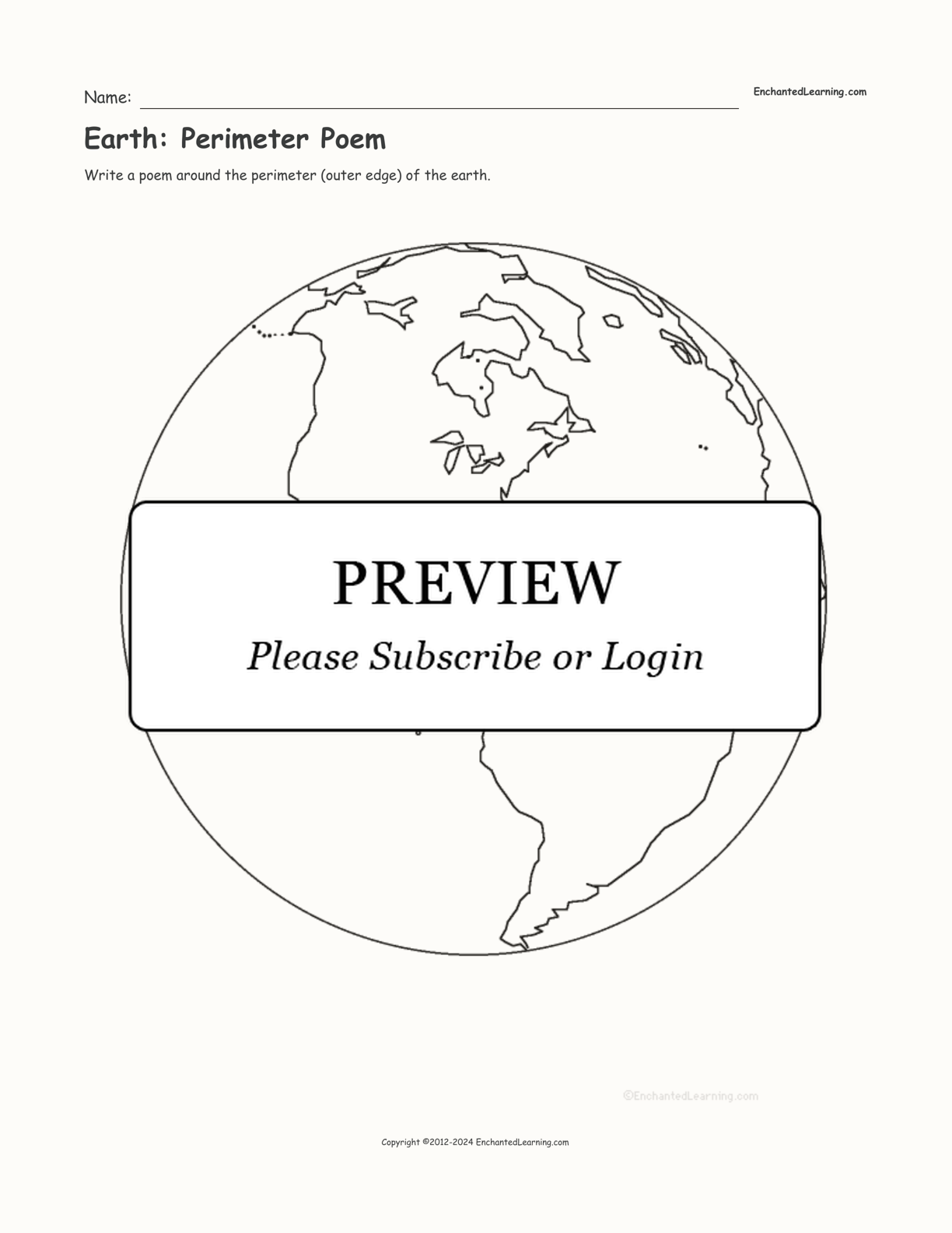 Earth: Perimeter Poem interactive worksheet page 1