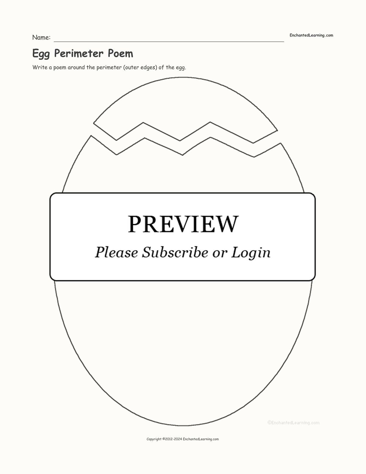 Egg Perimeter Poem interactive worksheet page 1