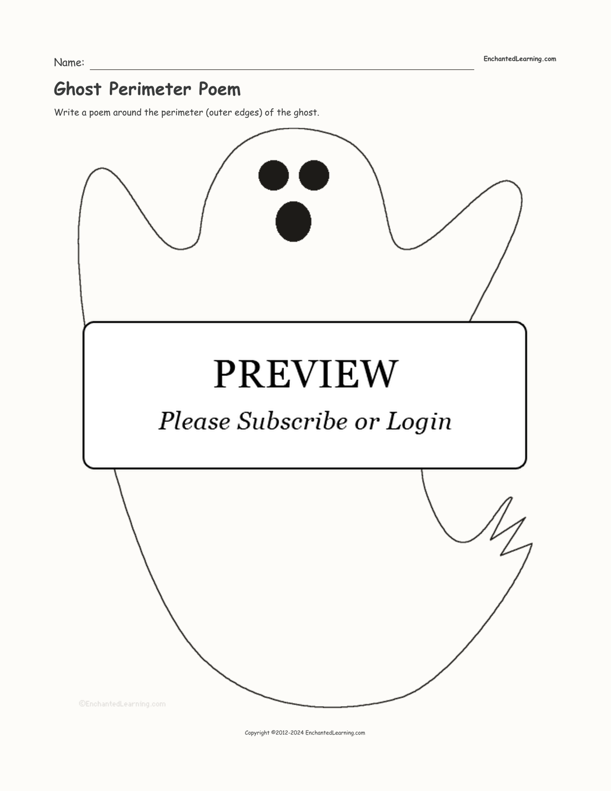Ghost Perimeter Poem interactive worksheet page 1