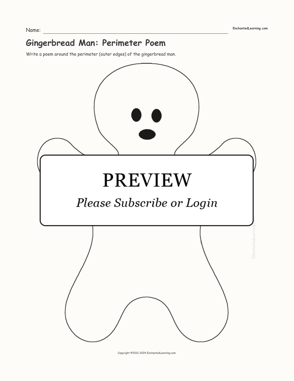 Gingerbread Man: Perimeter Poem interactive worksheet page 1
