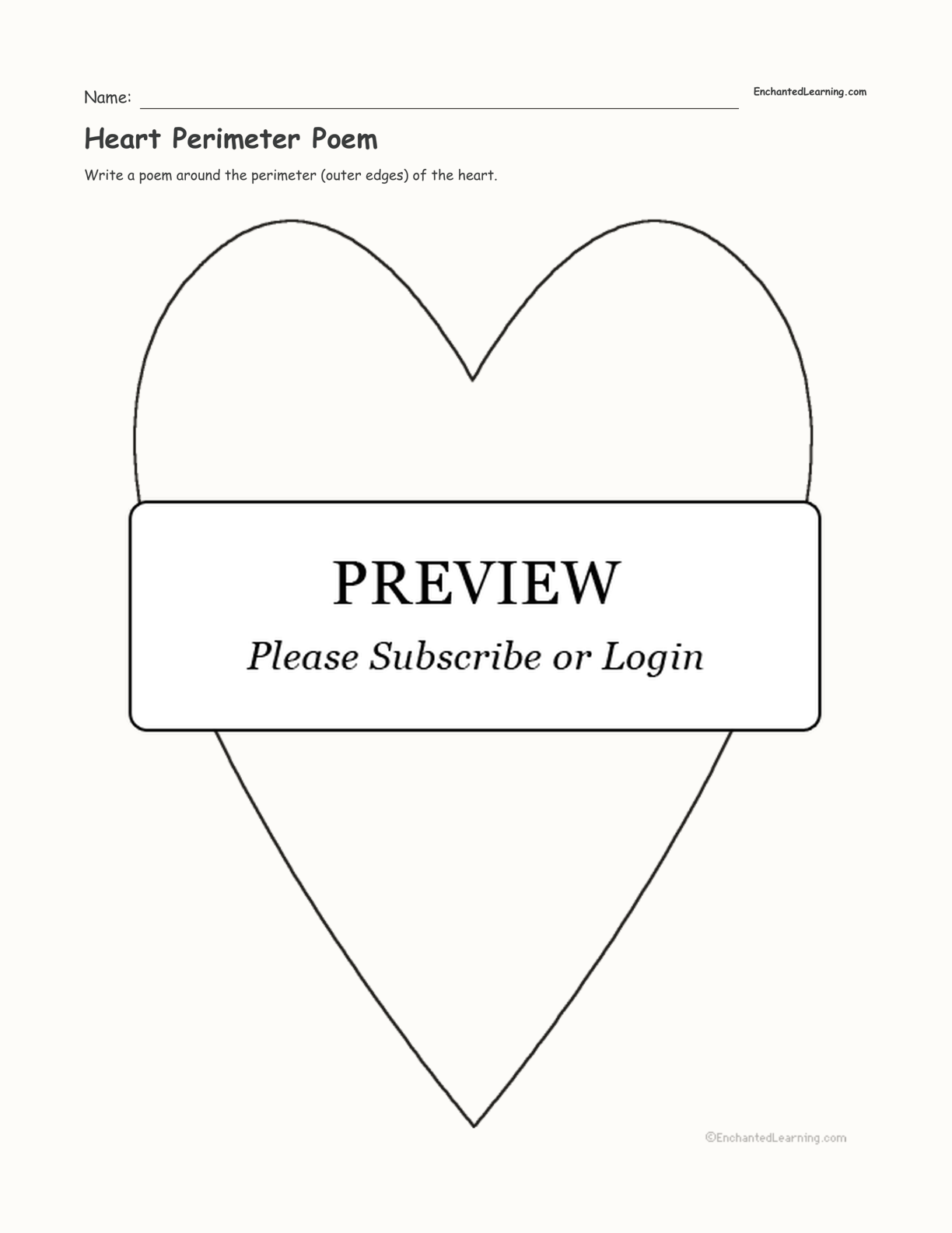 Heart Perimeter Poem interactive worksheet page 1