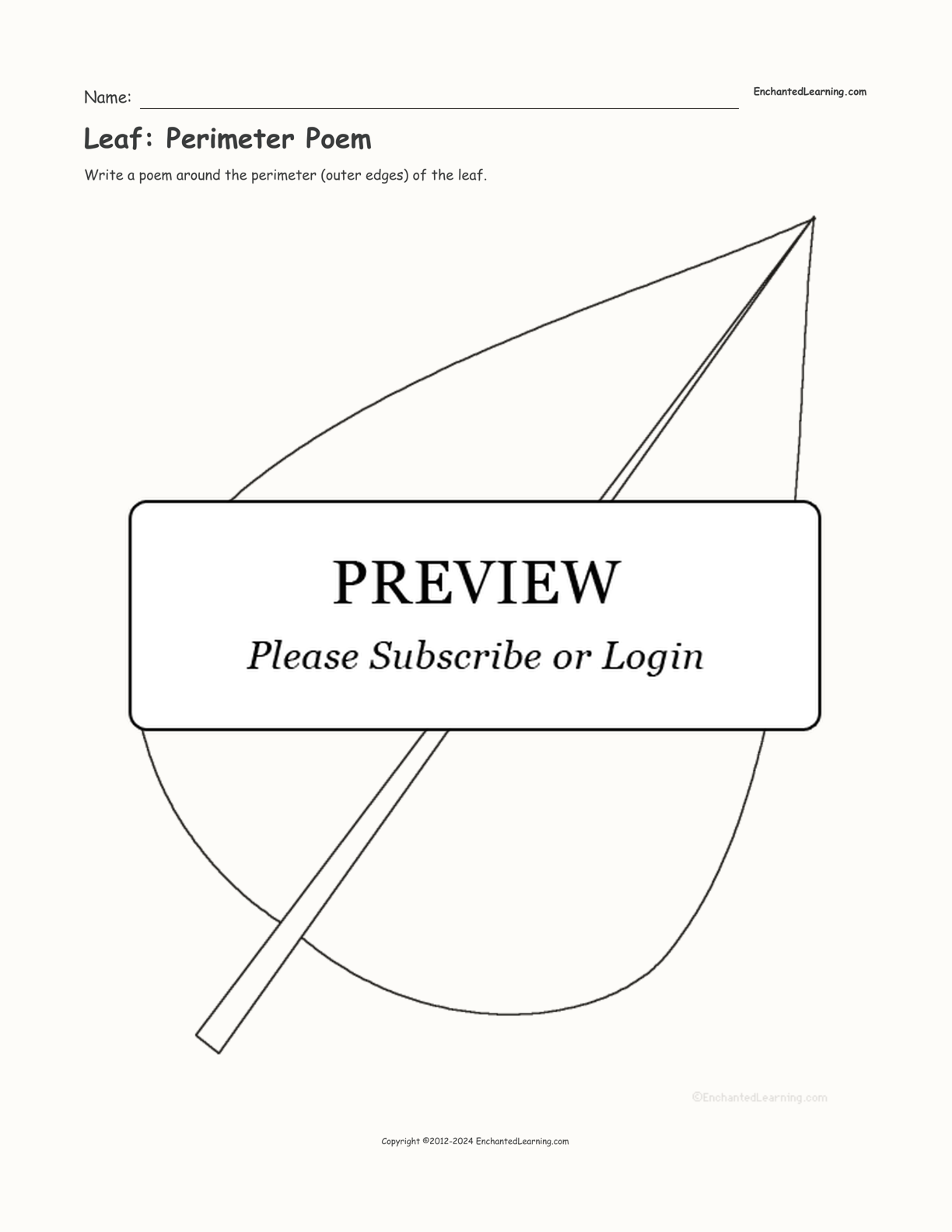 Leaf: Perimeter Poem interactive worksheet page 1