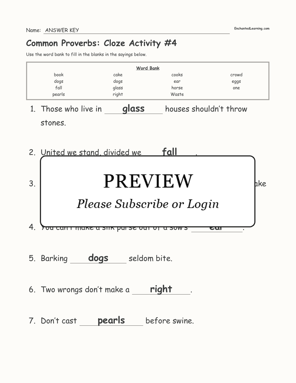Common Proverbs: Cloze Activity #4 interactive worksheet page 3