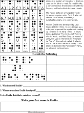 Search result: 'Braille Read and Answer Worksheet'