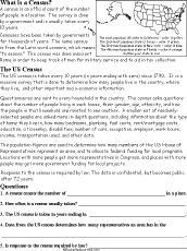 Search result: 'Census Read and Answer Worksheet'