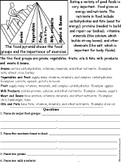 Food Pyramid Read And Answer Worksheet Enchantedlearning Com