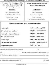 Search result: 'Simile and Metaphor Read and Answer Worksheet'