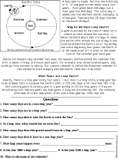 Search result: 'Leap Year Read and Answer Worksheet'