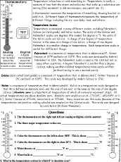 Search result: 'Temperature and Thermometers Read and Answer Worksheet'