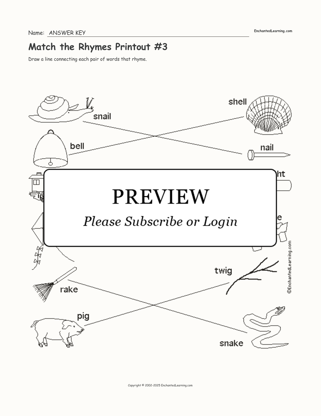 Match the Rhymes Printout #3 interactive worksheet page 2