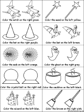 Search result: 'Color the Witch/Wizard Items on the Left or the Right'