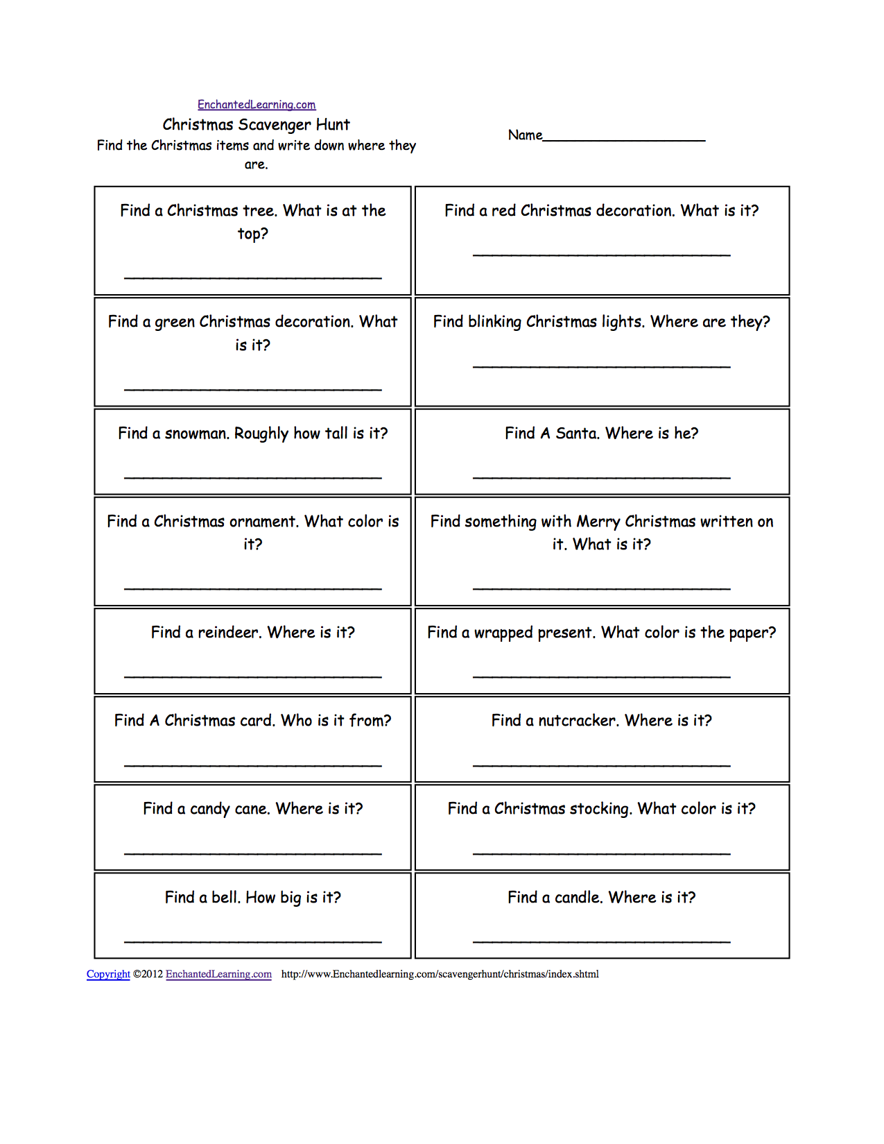 Scavenger Hunts To Print Enchantedlearning Com